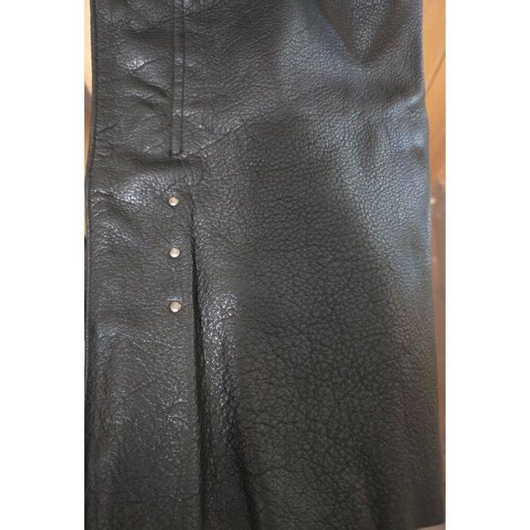 Mens First Classics Iron Pony Leather Motorcycle Chaps With Studs & Buckles Blac - Picture 14 of 16